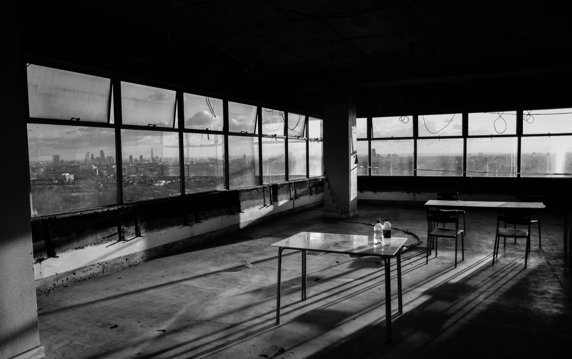 Dystopian city skyline