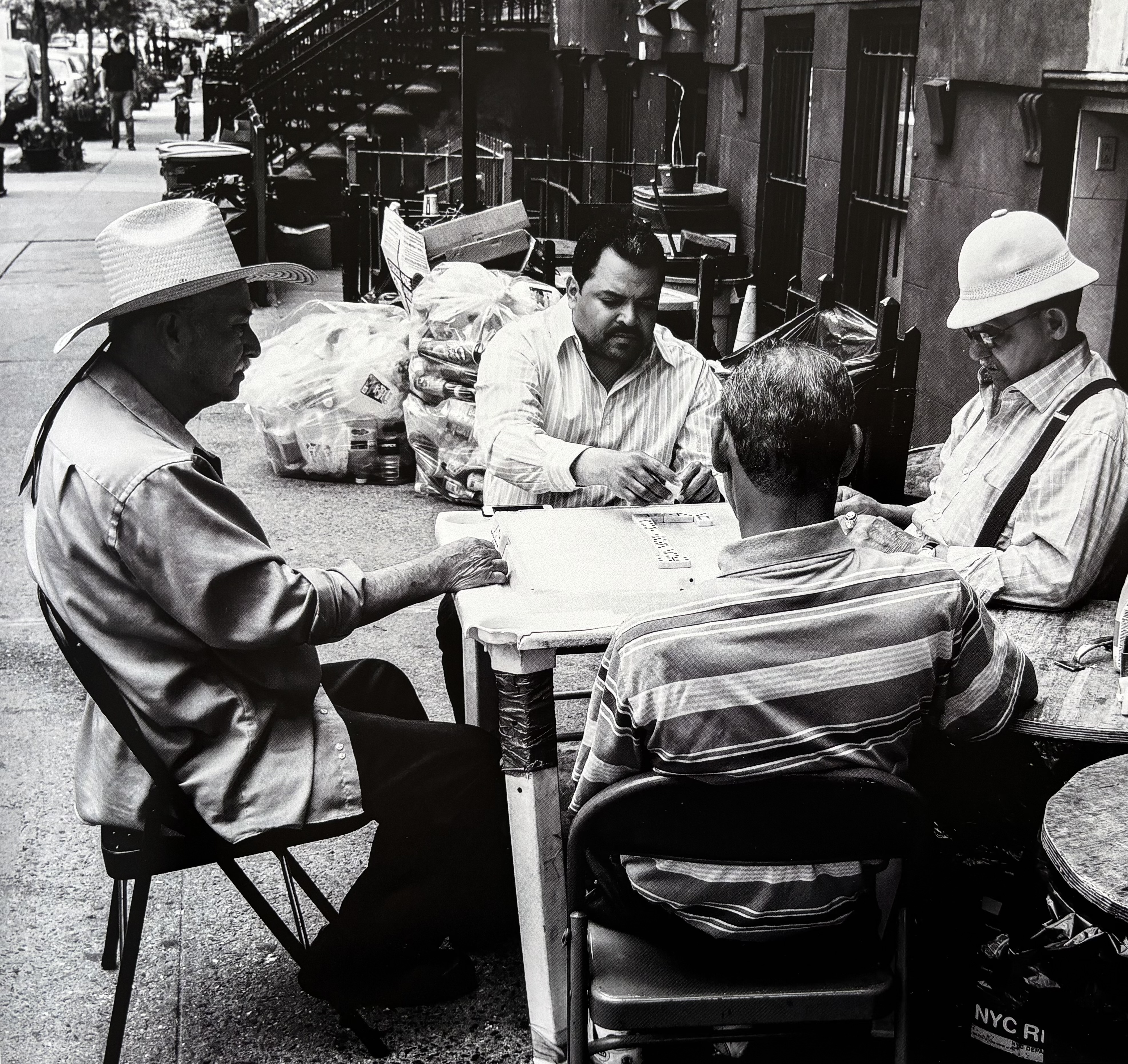 Dominos on the sidewalk